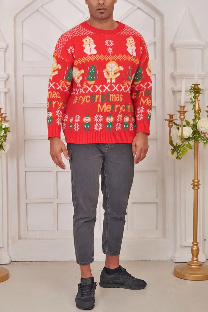 Snowflake Pattern Xmas Ribbed Jumper