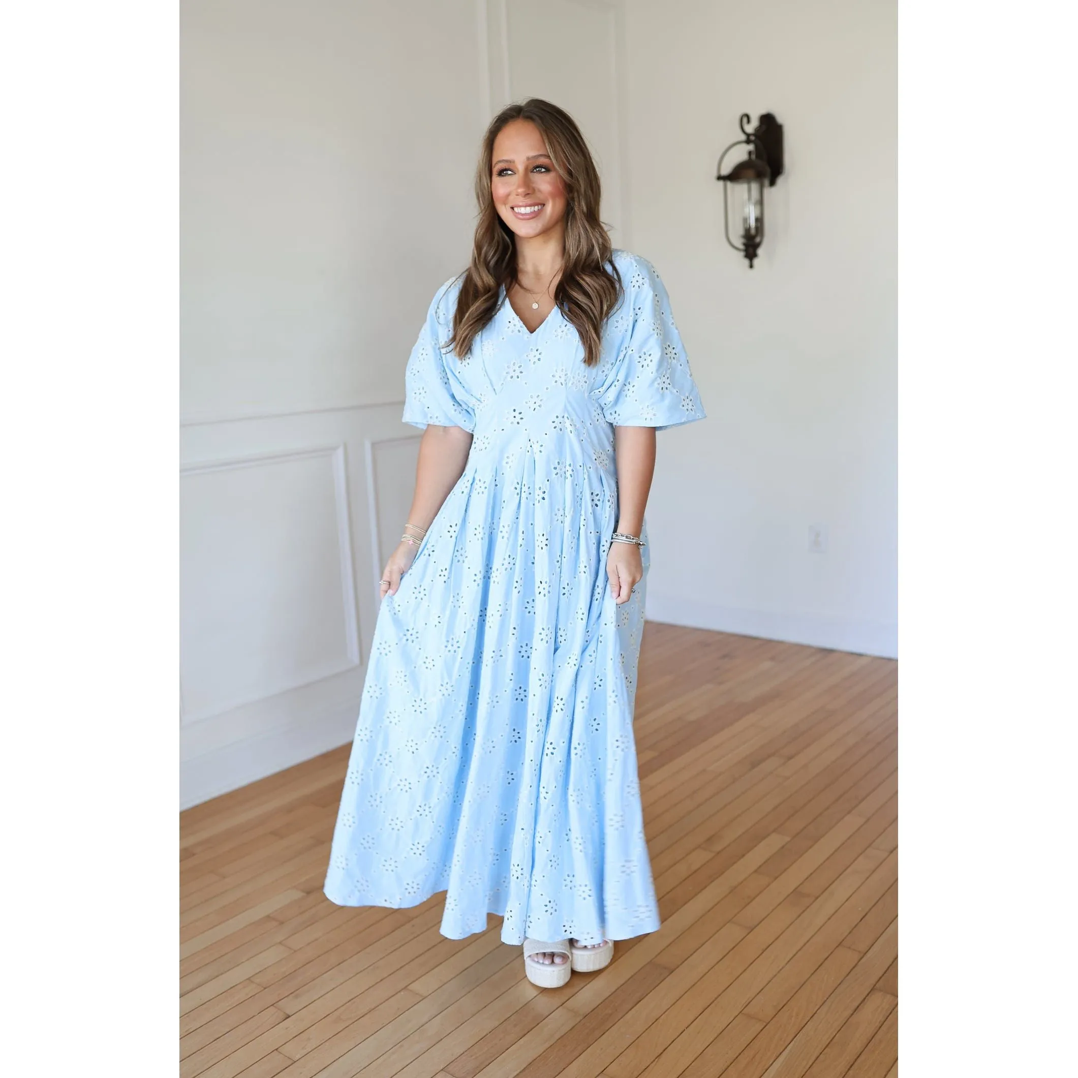 Sorena Baby Blue Midi Dress