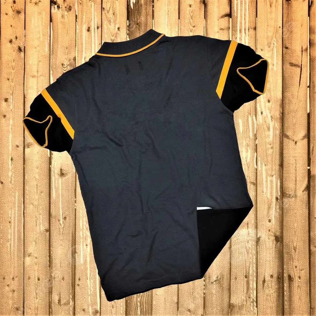 Steel Grey and Black Polo T-Shirt