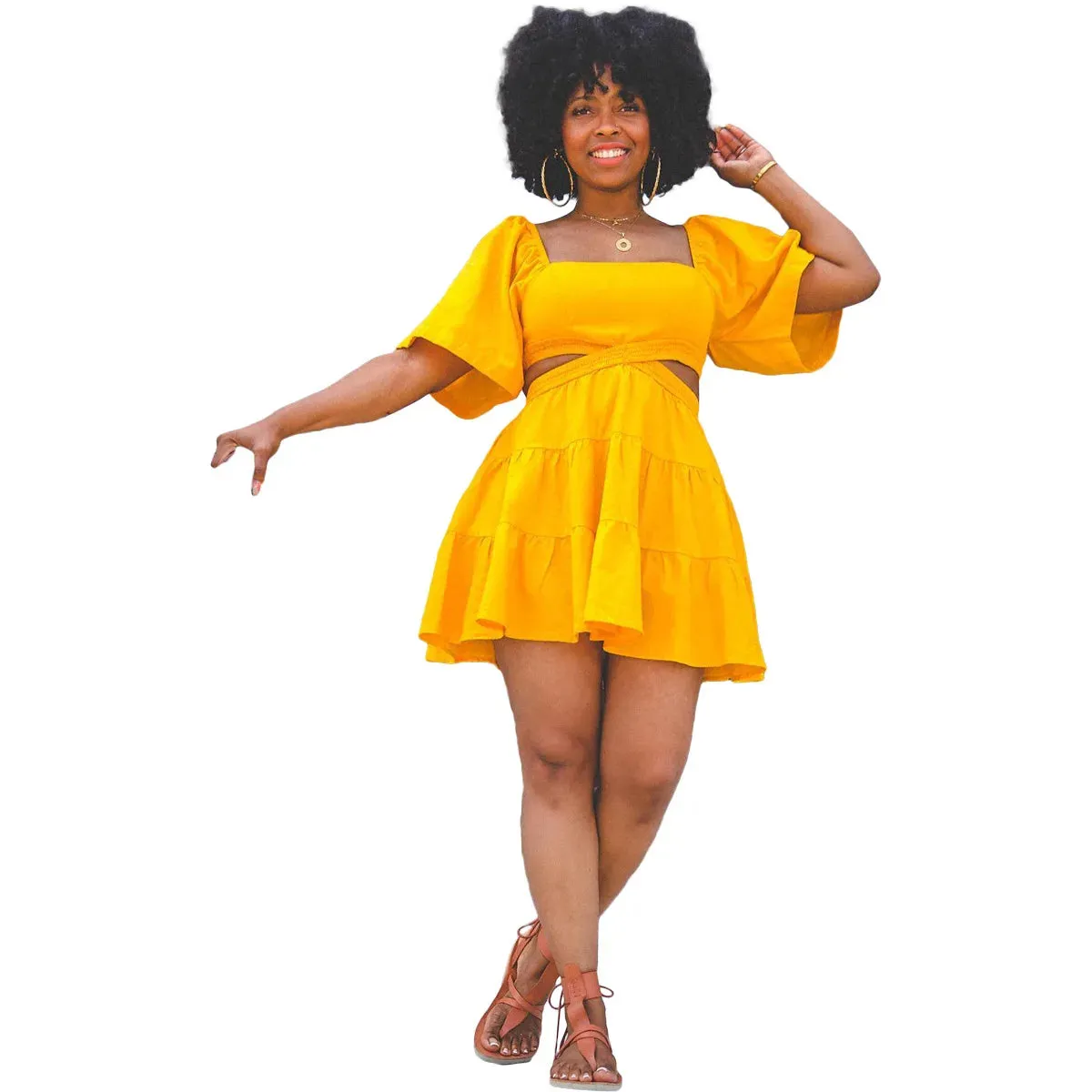 Summer NEW Solid Color Ruffle Dress