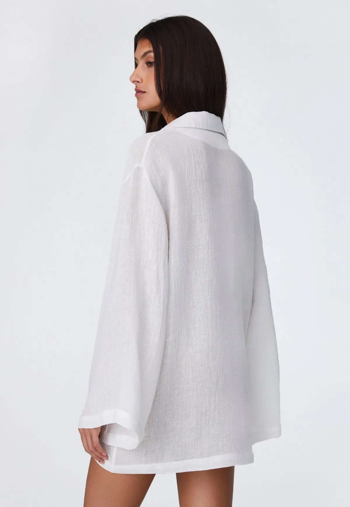 THE TUNIC TOP in WHITE ORGANIC GAUZE
