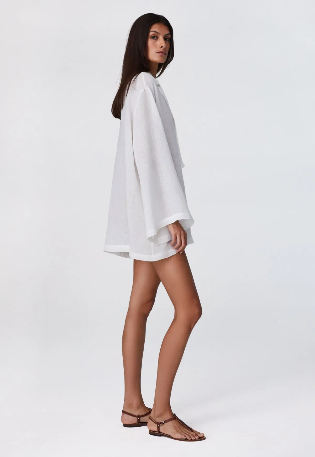 THE TUNIC TOP in WHITE ORGANIC GAUZE