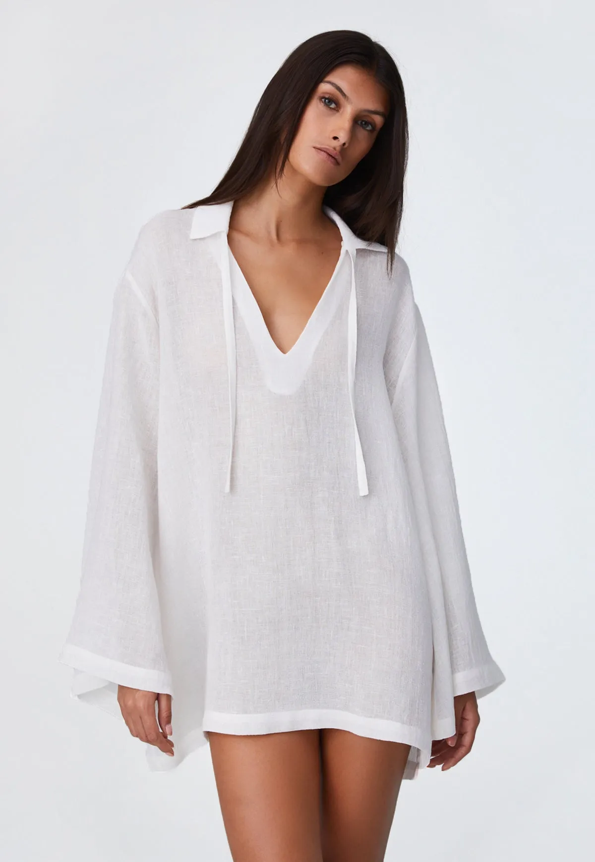 THE TUNIC TOP in WHITE ORGANIC GAUZE
