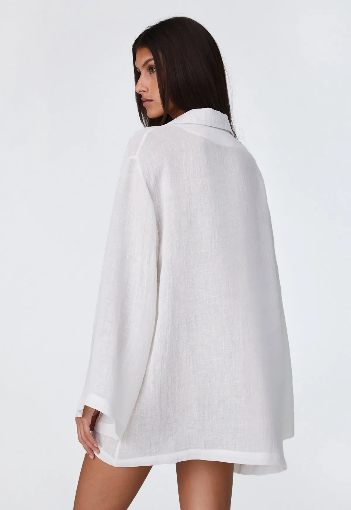 THE TUNIC TOP in WHITE ORGANIC GAUZE