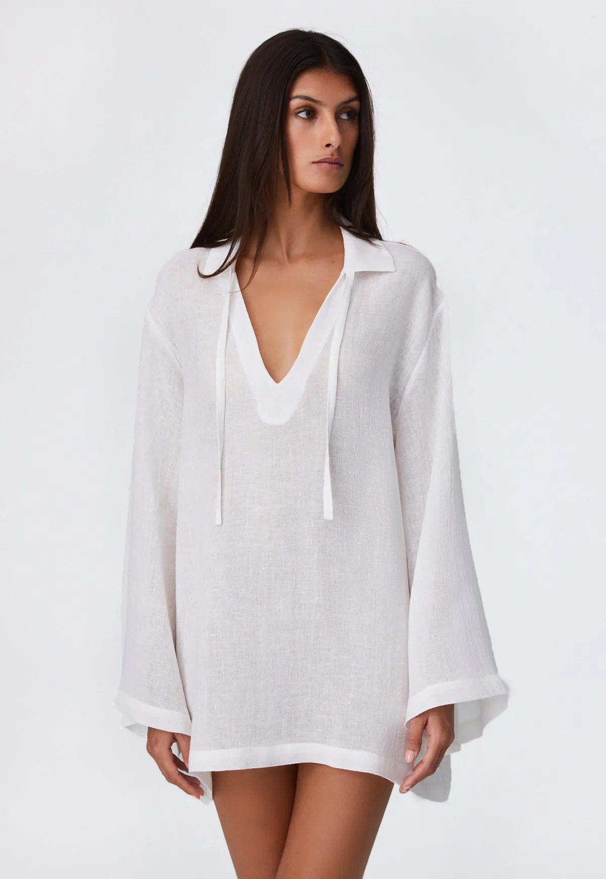 THE TUNIC TOP in WHITE ORGANIC GAUZE