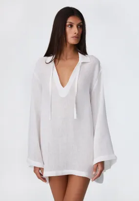 THE TUNIC TOP in WHITE ORGANIC GAUZE