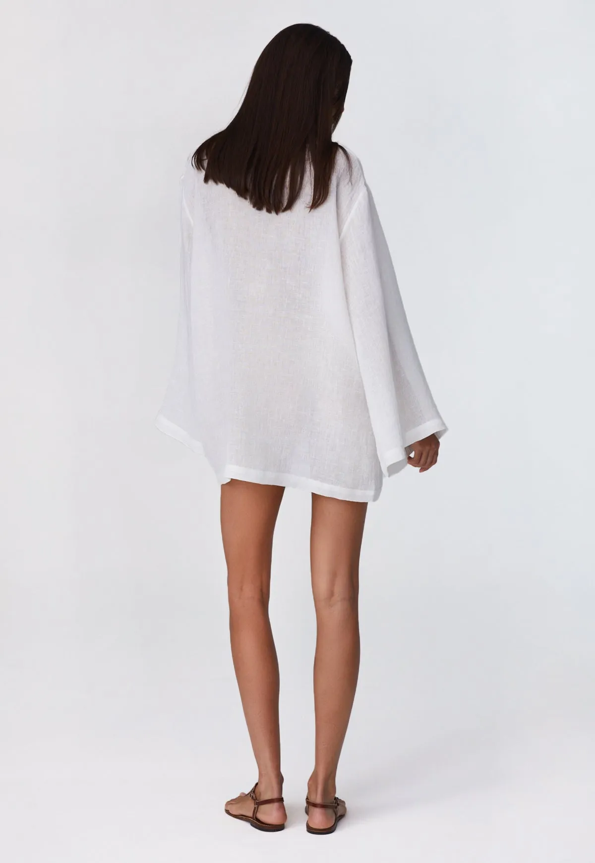 THE TUNIC TOP in WHITE ORGANIC GAUZE