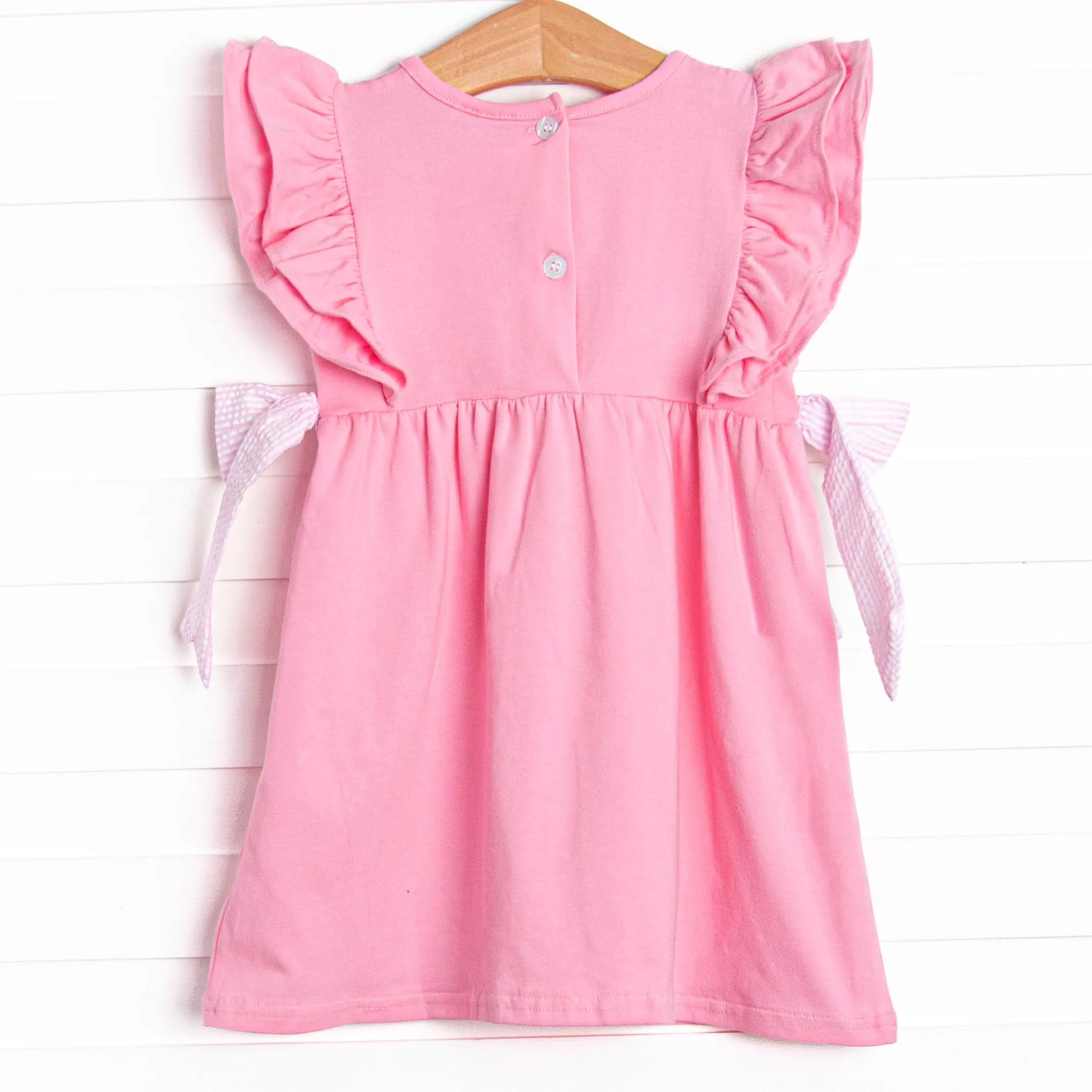 Top of Class Cutie Applique Side Tie Dress, Pink