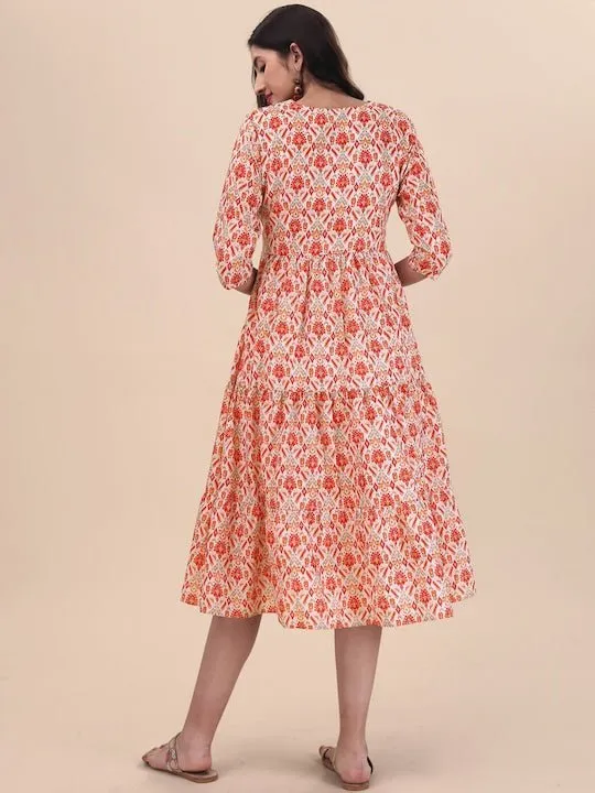 Tribal Printed A-line Midi Dress