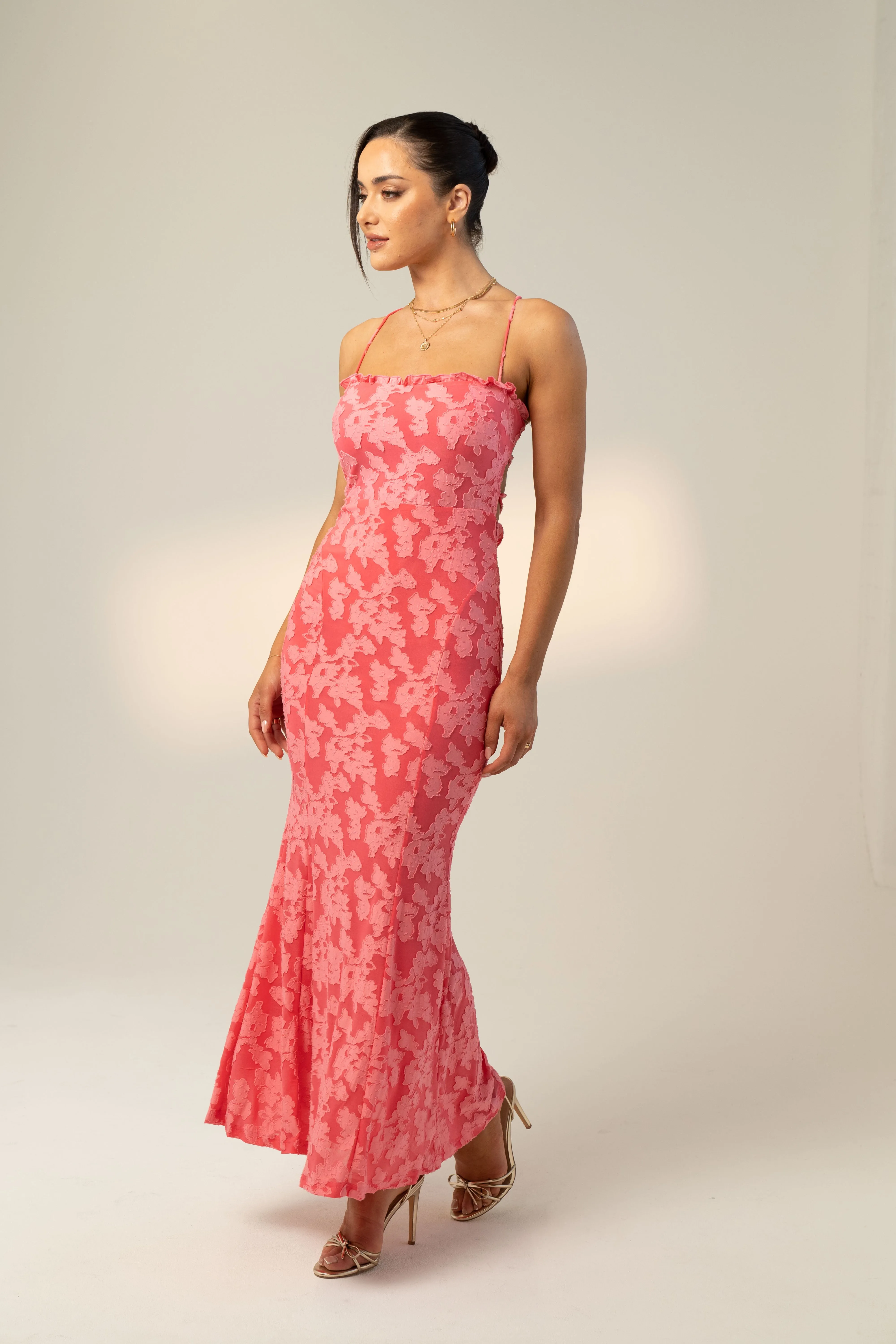 Vanessa Pink Cross Back Slip Dress