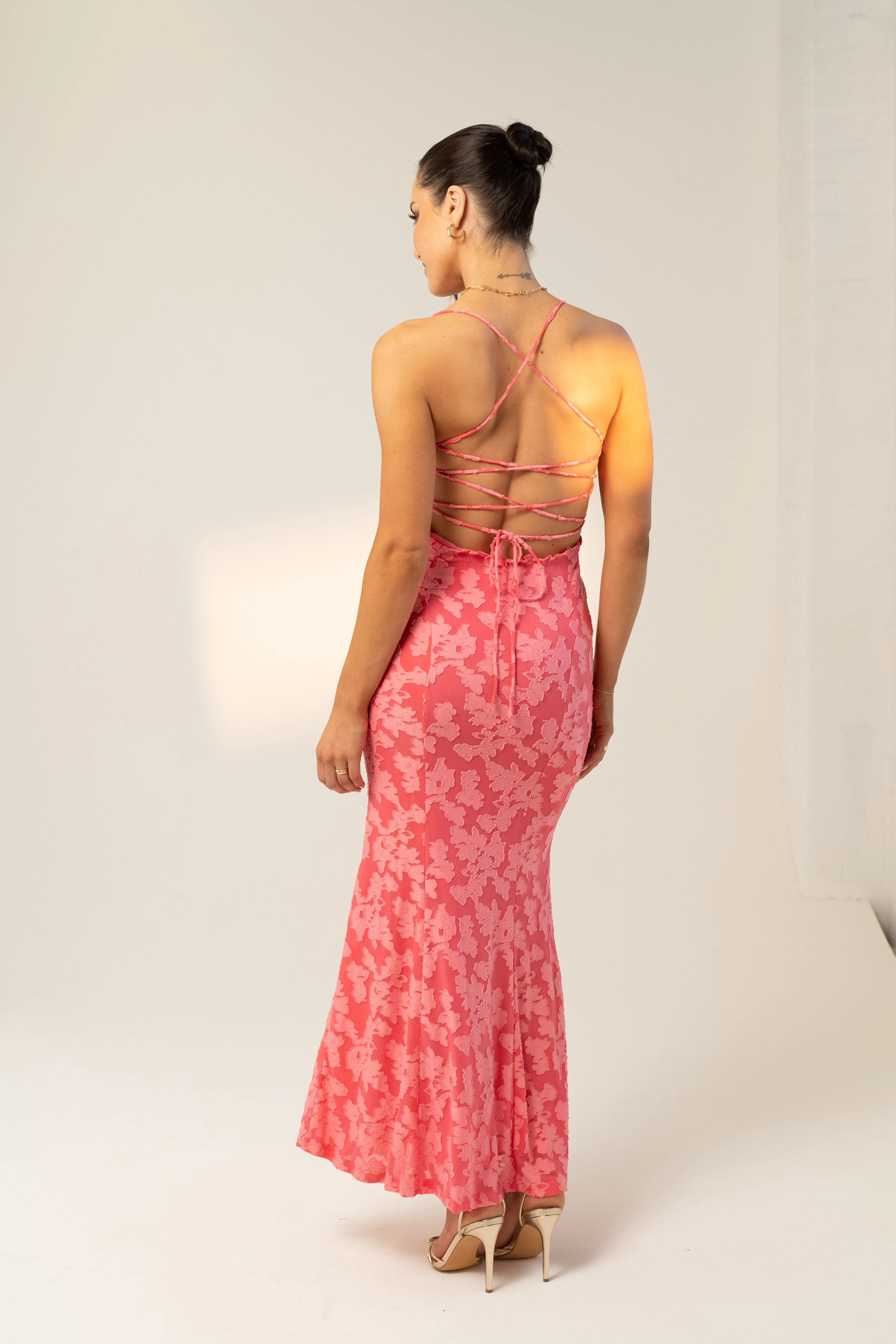 Vanessa Pink Cross Back Slip Dress