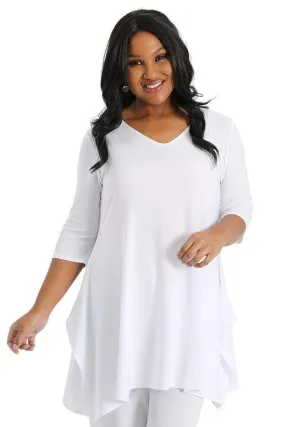 Vikki Vi Jersey White Handkerchief Tunic