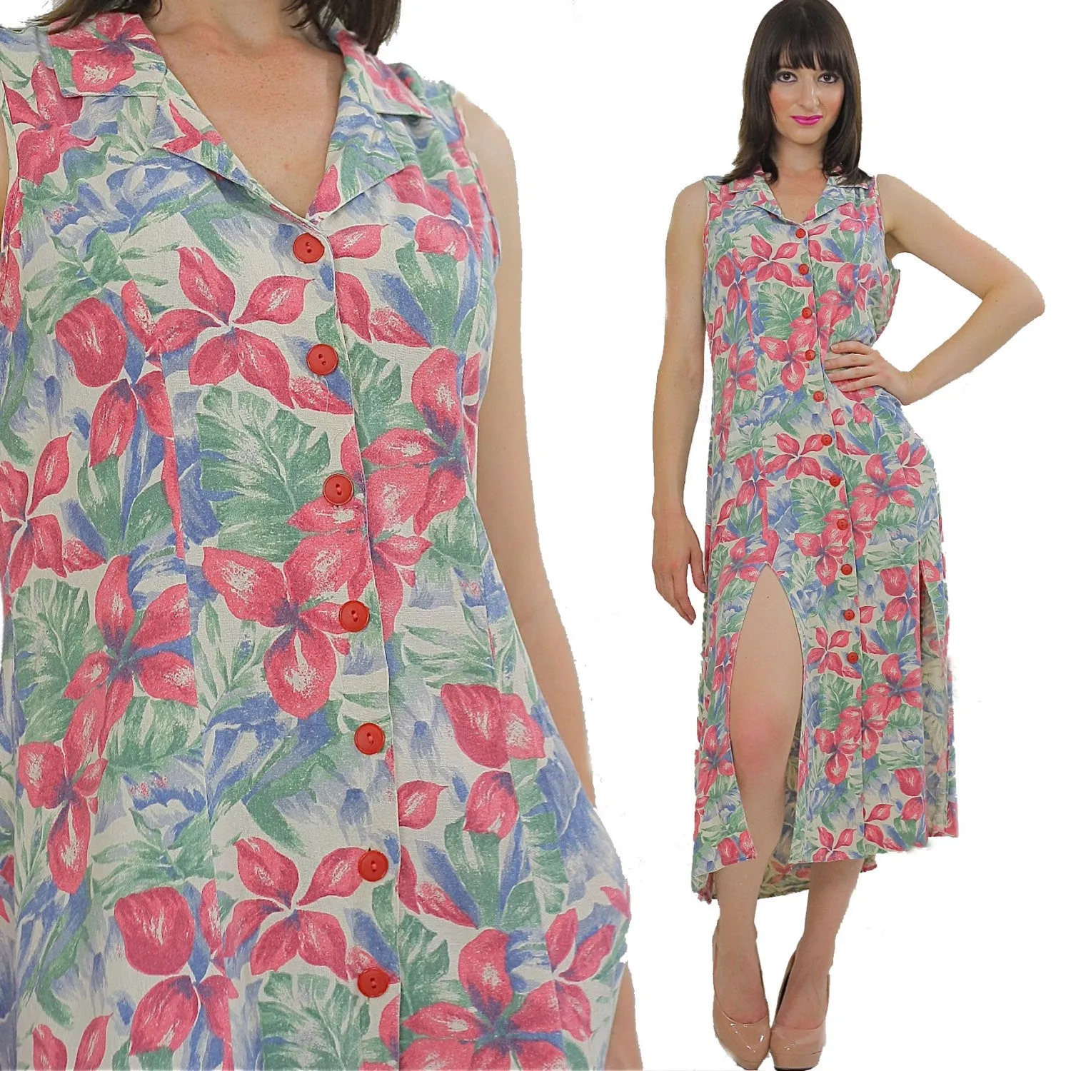 Vintage Hippie Boho pastel Floral Grunge maxi dress