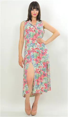 Vintage Hippie Boho pastel Floral Grunge maxi dress