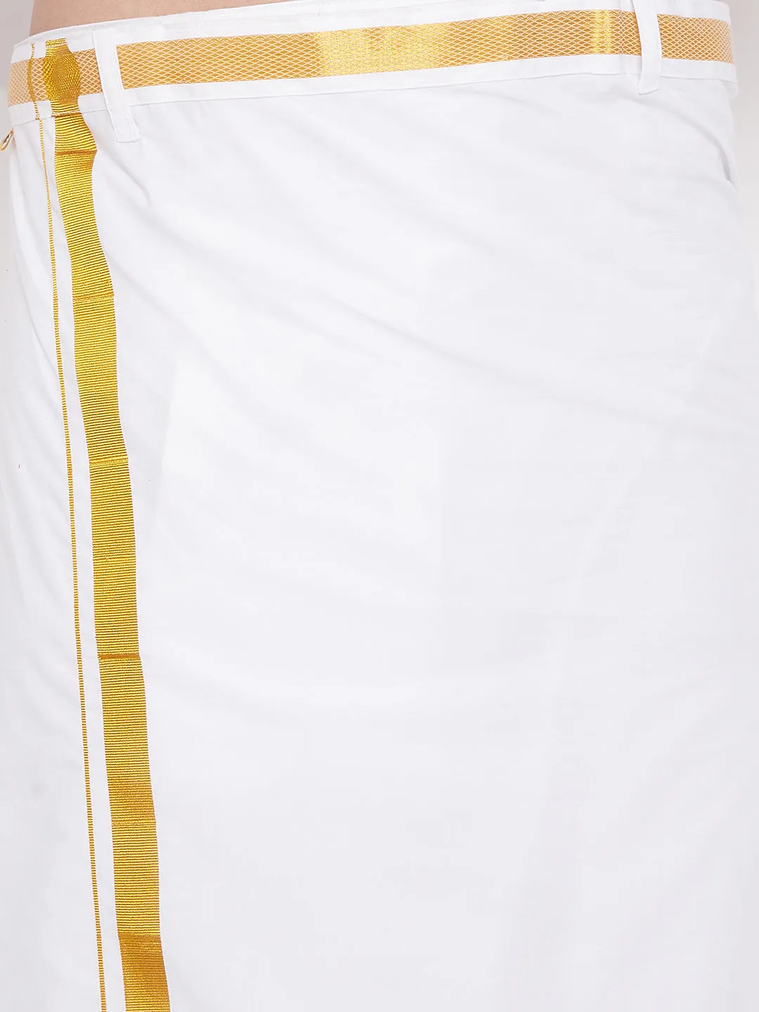VM By VASTRAMAY Men's Turquoise and White Cotton Blend Shirt And Mundu Set