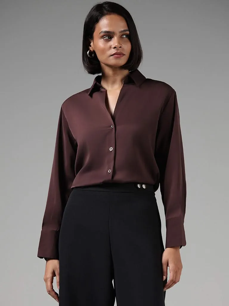 Wardrobe Solid Brown Shirt