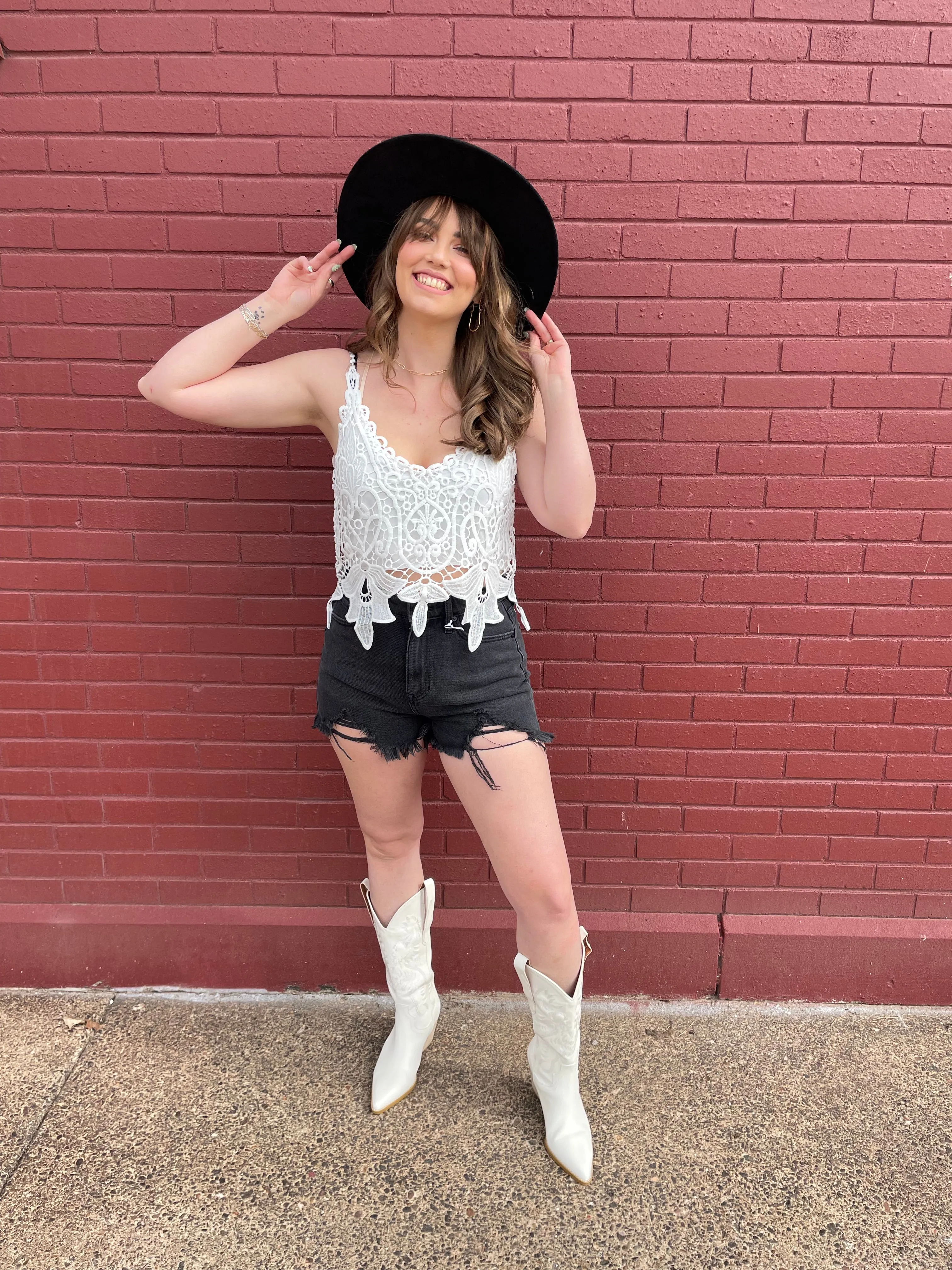 White Crochet Lace Cami