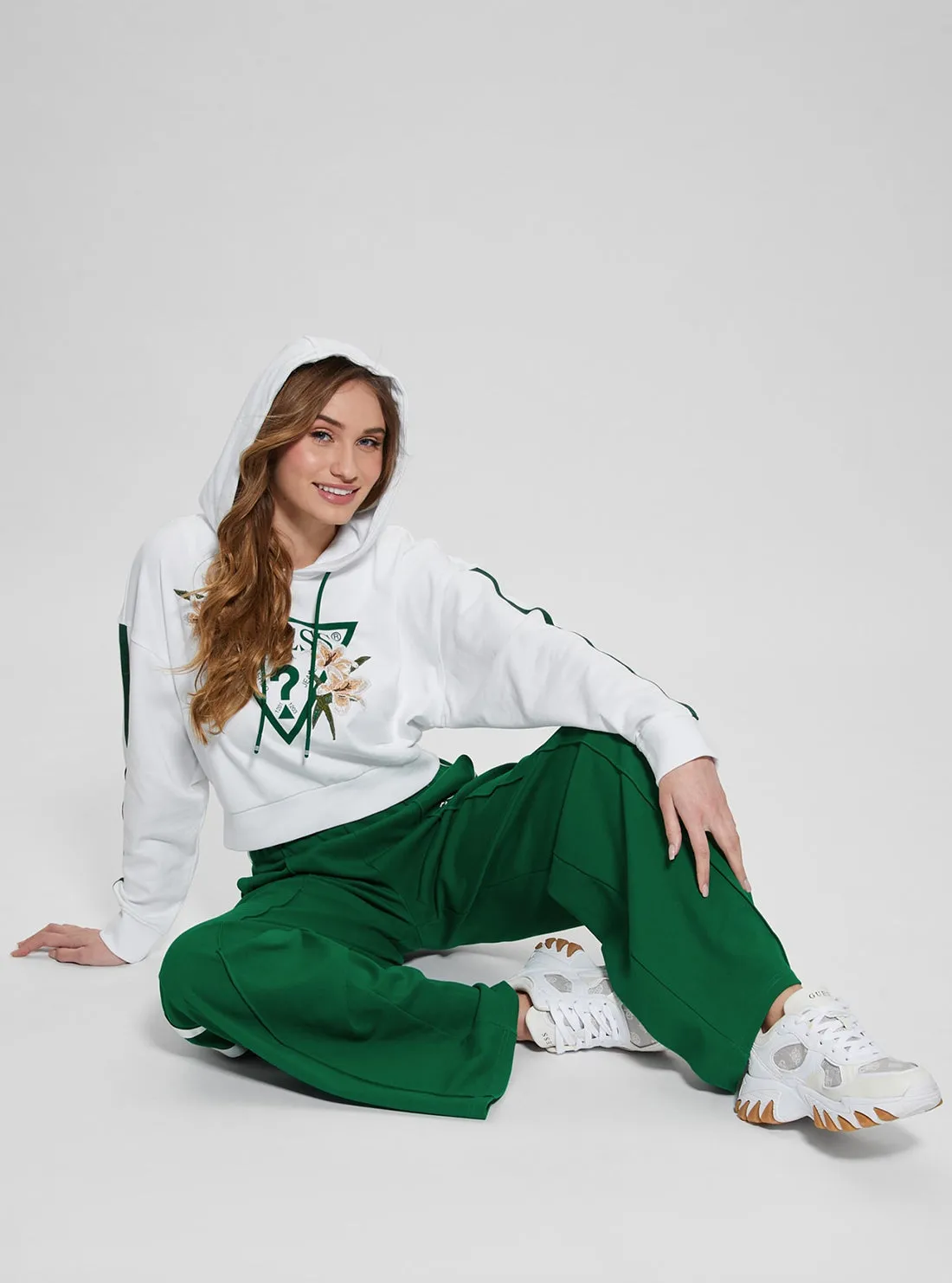 White Green Zoey Hoodie Jumper
