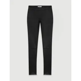 Women Stretch High Waisted Leather Leggings - Black