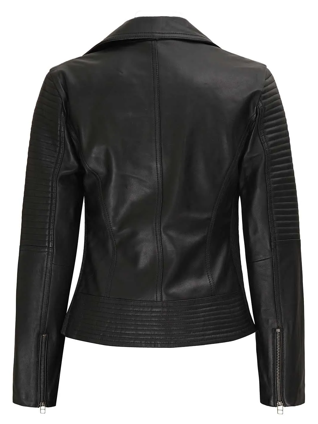 Women's Black Asymmetrical Leather Motorcycle Jacket