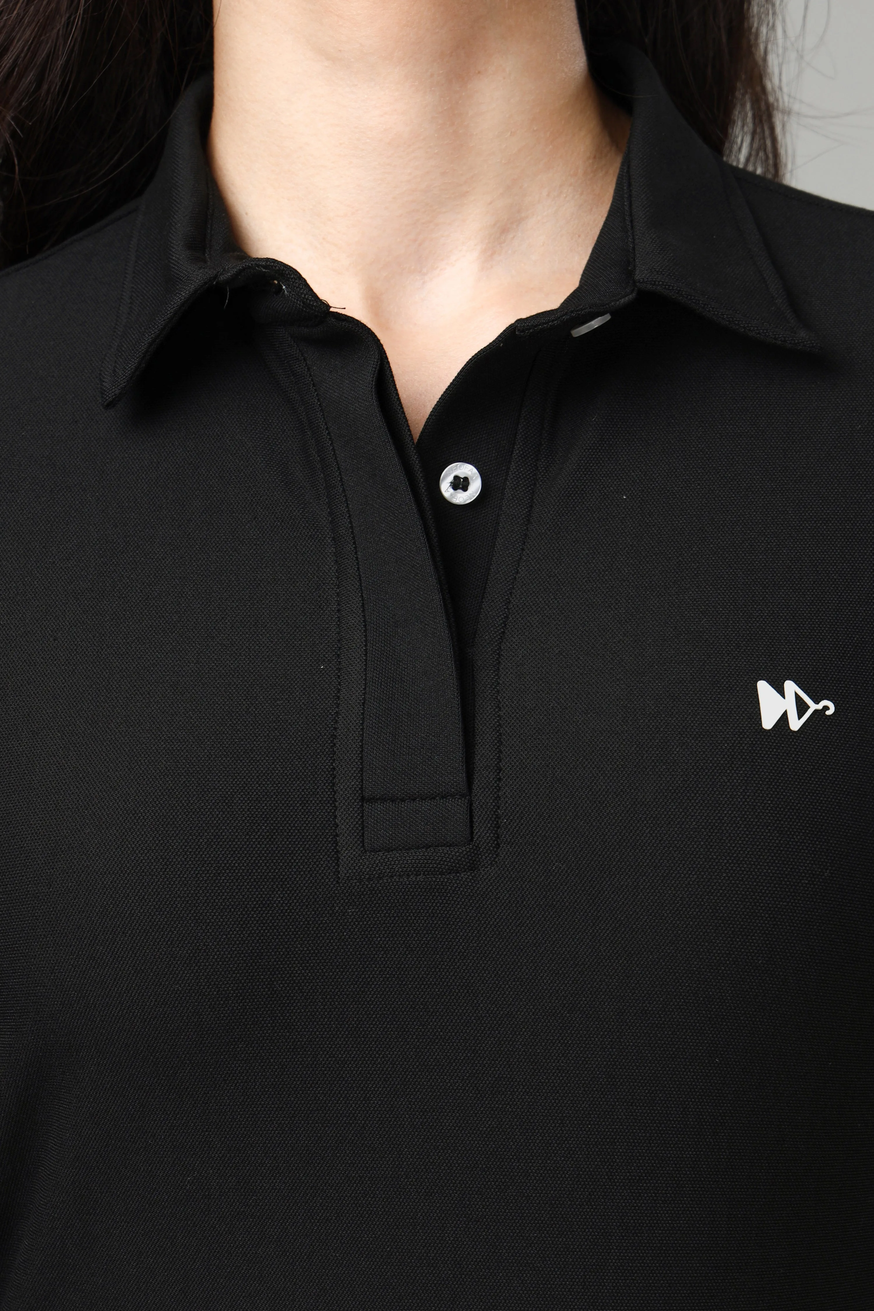 Women's Black Long Sleeve Polo T-Shirt