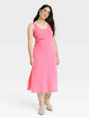 Women's Midi Slip Dress,Pink