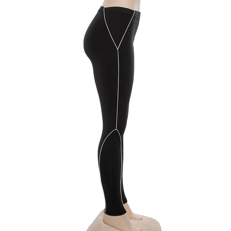 Women's Summer High-Waist Fitness Leggings With Reflective Straps