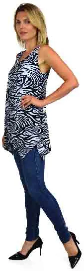 Zebra Print Tank, Zebra Print Tunic. Asymmetrical and Versatile, Sleeveless Tunic, Animal Print top, Plus Size top. Top. Small to 3XL