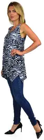 Zebra Print Tank, Zebra Print Tunic. Asymmetrical and Versatile, Sleeveless Tunic, Animal Print top, Plus Size top. Top. Small to 3XL