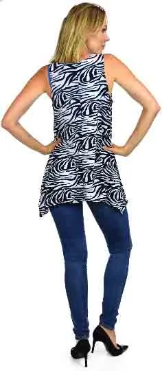 Zebra Print Tank, Zebra Print Tunic. Asymmetrical and Versatile, Sleeveless Tunic, Animal Print top, Plus Size top. Top. Small to 3XL
