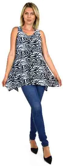 Zebra Print Tank, Zebra Print Tunic. Asymmetrical and Versatile, Sleeveless Tunic, Animal Print top, Plus Size top. Top. Small to 3XL